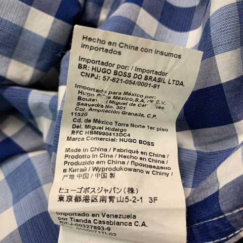 HUGO BOSS Size M Blue White Plaid Cotton Long Sleeve Shirt