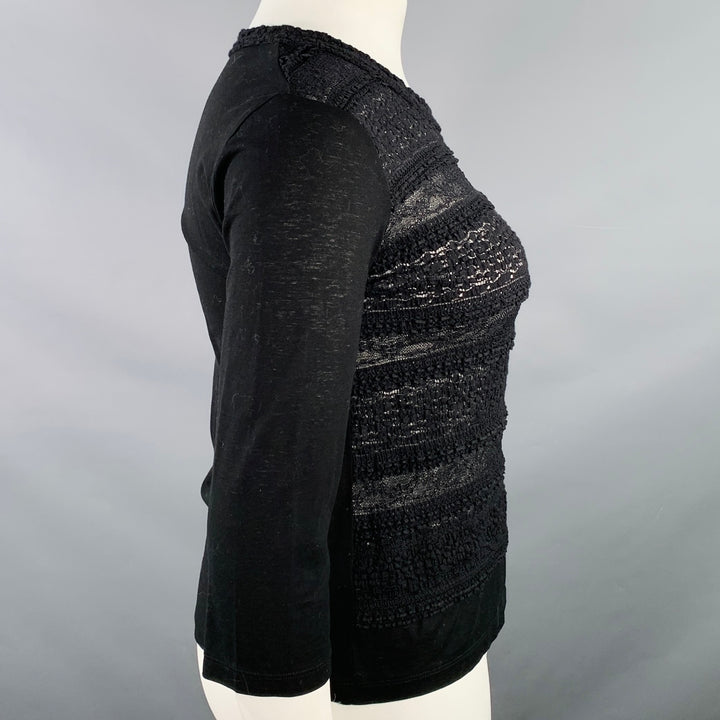 HAAT by ISSEY MIYAKE Size L Black Cotton 3/4 Sleeves Casual Top
