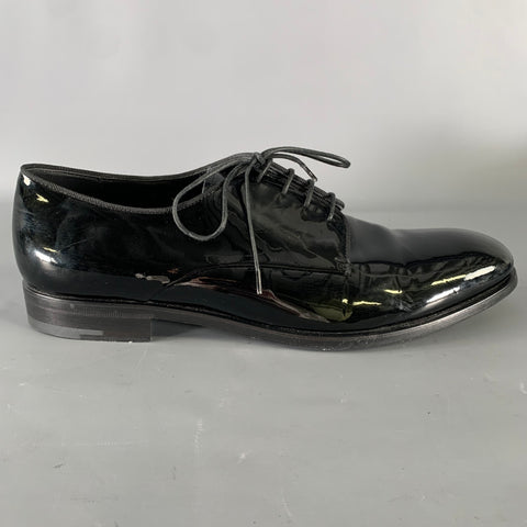 GIORGIO ARMANI Size 9.5 Black Leather Lace Up Shoes