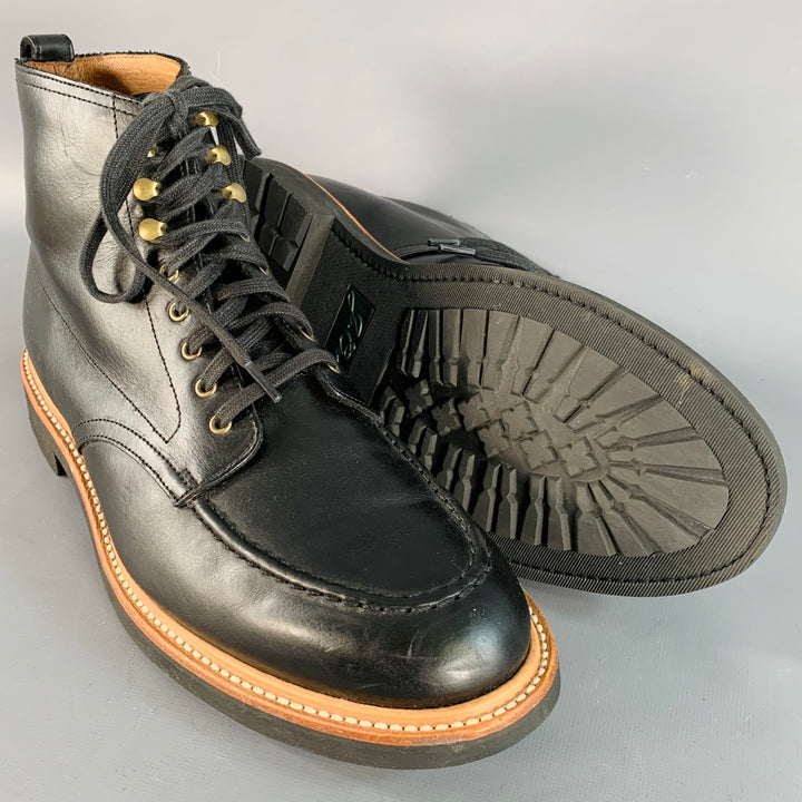 J.CREW Size 11 Kenton Black Tan Leather Lace-Up Ankle Boots