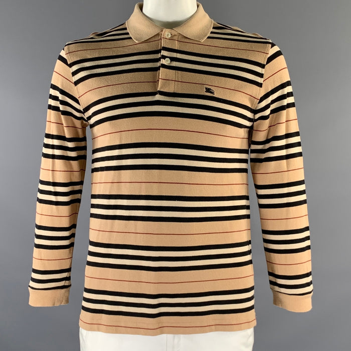 BURBERRY LONDON Size L Brown Navy & Red Plaid Cotton Long Sleeve Polo