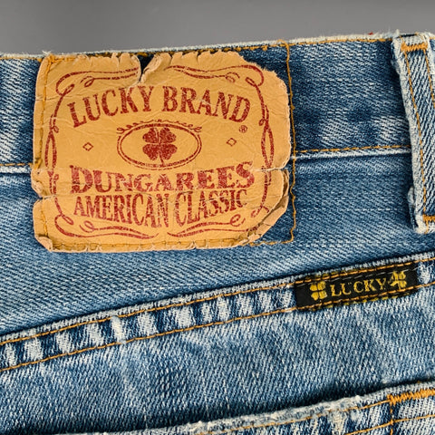 LUCKY BRAND Size 29 Blue Distressed Cotton Straight Button Fly Jeans