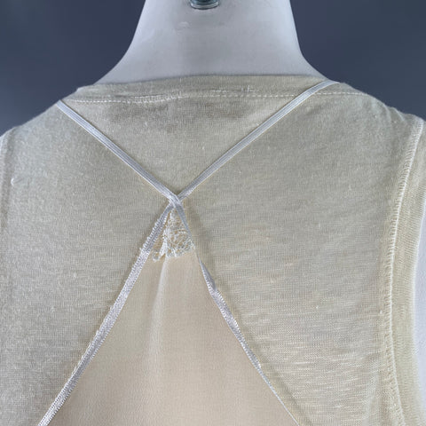 VANESSA BRUNO Size 2 Beige Linen Camisole Tank Double Layer Casual Top