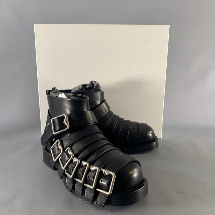 BURBERRY Size 7 Black Leather Pull On Boots