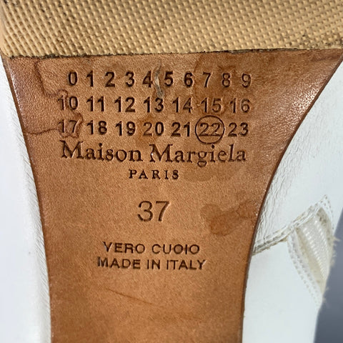 MAISON MARTIN MARGIELA Size 7 White Leather Peep Toe Boots