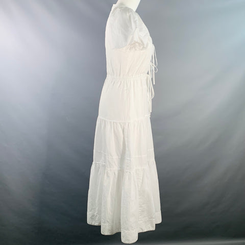 LA LIGNE Size XS White Cotton Linen Drawstring Midi Dress