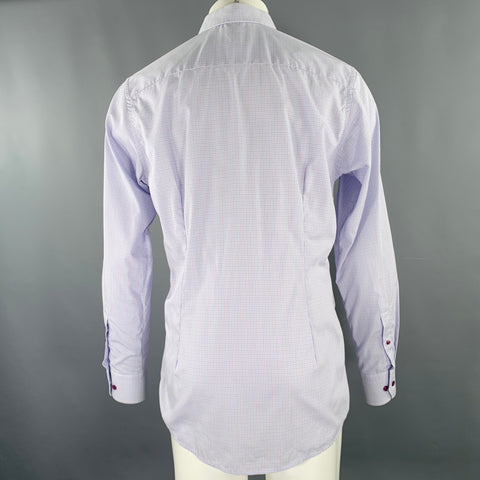 ETON Size M White Burgundy Navy Cotton Checkered Long Sleeve Shirt