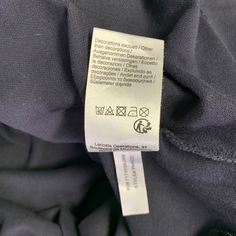 LACOSTE Size M Navy Cotton Blend Regular Fit Hidden Buttons Polo