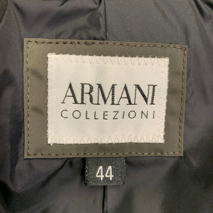 ARMANI COLLEZIONI Size 44 Green Olive Polyester Buttoned Pockets Jacket