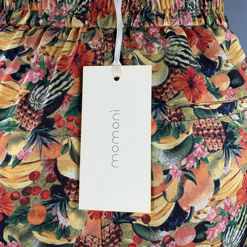 MOMONI Pantalon décontracté taille élastique en soie motifs fruits multicolore Taille M
