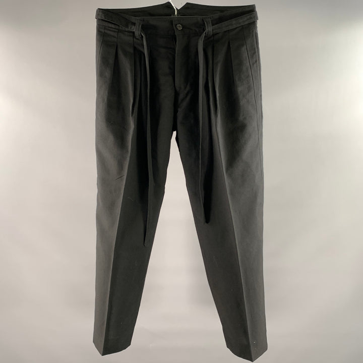 VISVIM Size L Black Wool Linen Waist Tie Pants