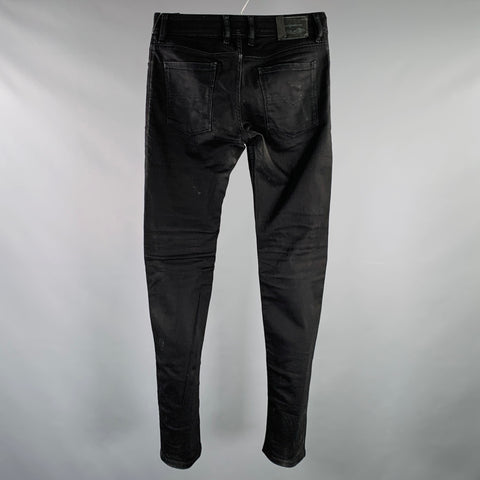 DIESEL Size 27 Sleenker Black Cotton Blend Skinny Slim Button Fly Jeans