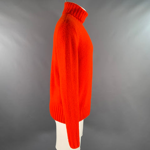 TODD SNYDER Size M Orange Knitted Wool Blend Turtleneck Sweater