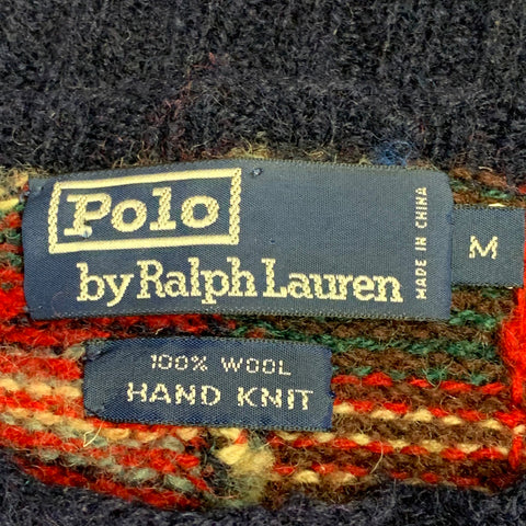 POLO by RALPH LAUREN Size M Multi Color Patchwork Wool Crew Neck Sweater