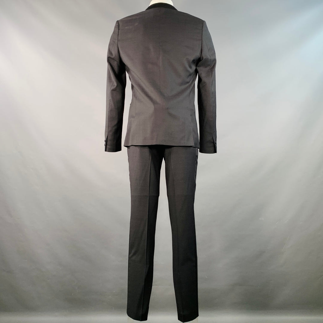 THE KOOPLES Size 38 Black Wool Woven Peak Lapel Tuxedo