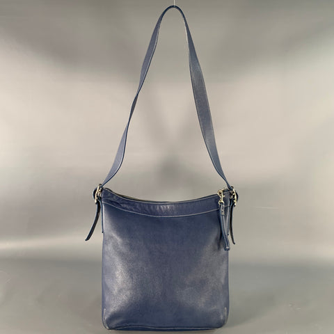 COACH Vintage Blue Contrast Stitch Leather Crossbody Handbag