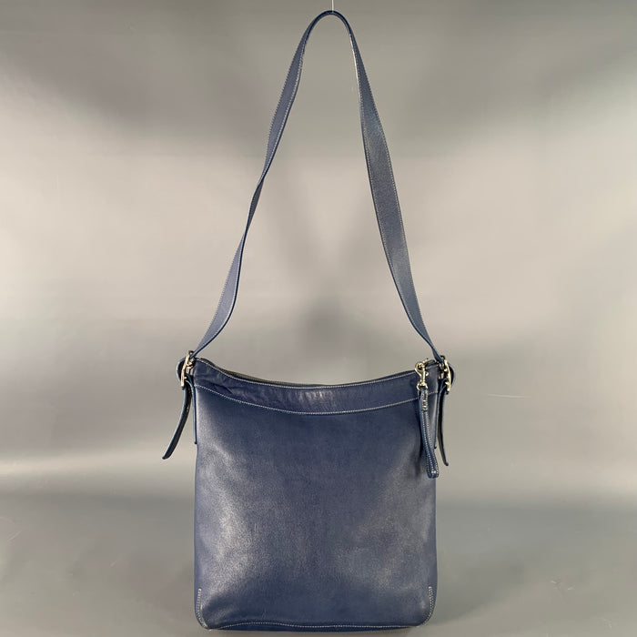 COACH Vintage Blue Contrast Stitch Leather Crossbody Handbag