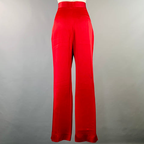 HAIDER ACKERMANN Size S Red Acetate Silk Satin Straight Zip Fly Casual Pants