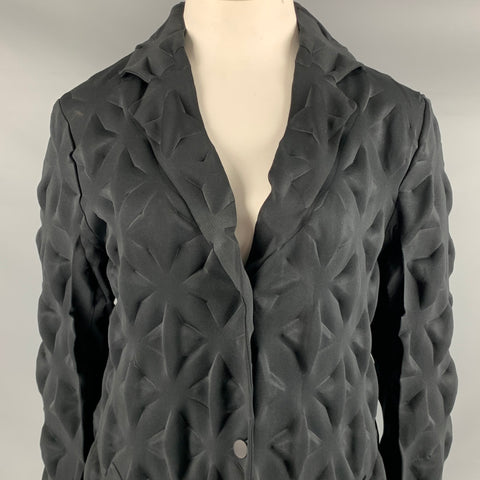 ISSEY MIYAKE Size L Black Polyester Stars Embossed Long Coat