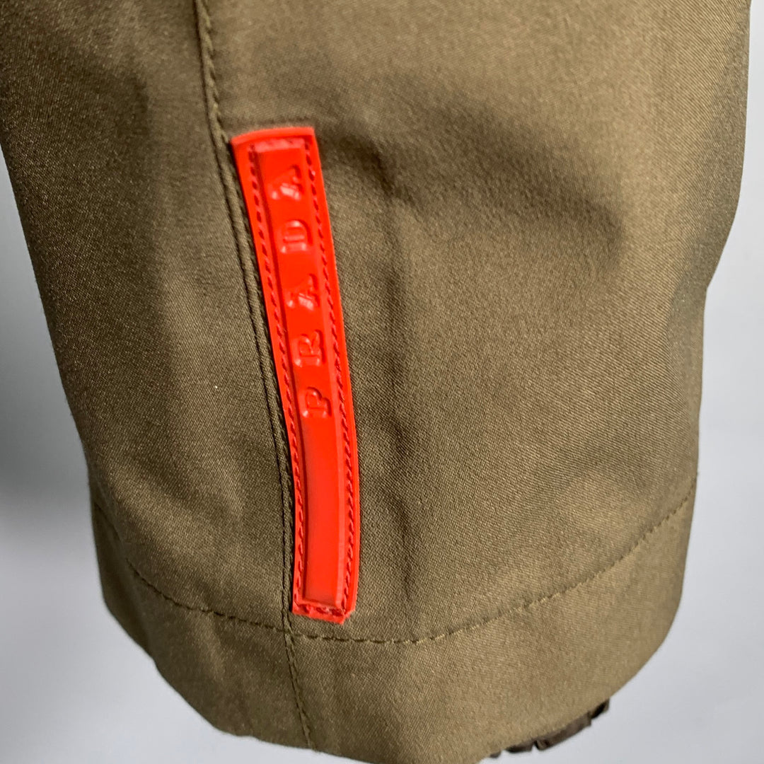 PRADA Size 44 Olive Green Polyester Nylon Zip Up Jacket