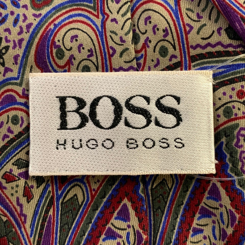 BOSS by HUGO BOSS Grey Multi-Color Paisley Silk Tie
