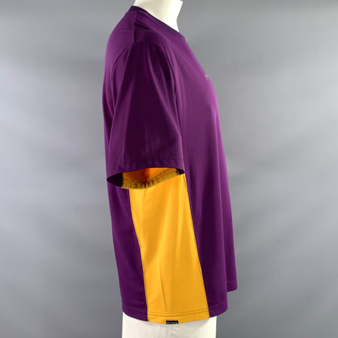 MASTERMIND WORLD Size L Purple Yellow Polyester Crew Neck T Shirt