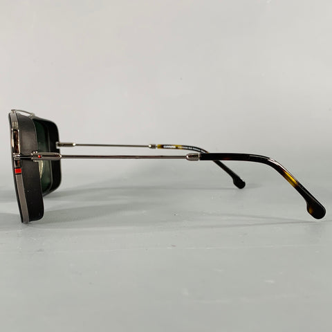 CARRERA Ruthenium Black Silver Mixed Materials Acetate Metal Aviator Sunglasses