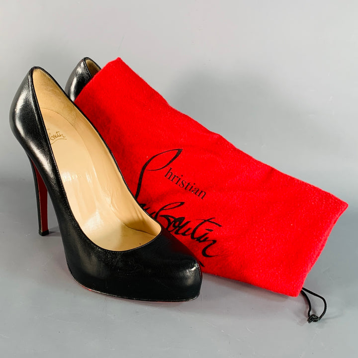 CHRISTIAN LOUBOUTIN Size 10 Rolando Black Leather Hidden Platform Pumps