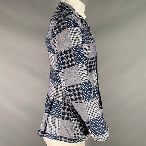 ENGINEERED GARMENTS Size XS Navy White Patchwork Cotton Sport Coat