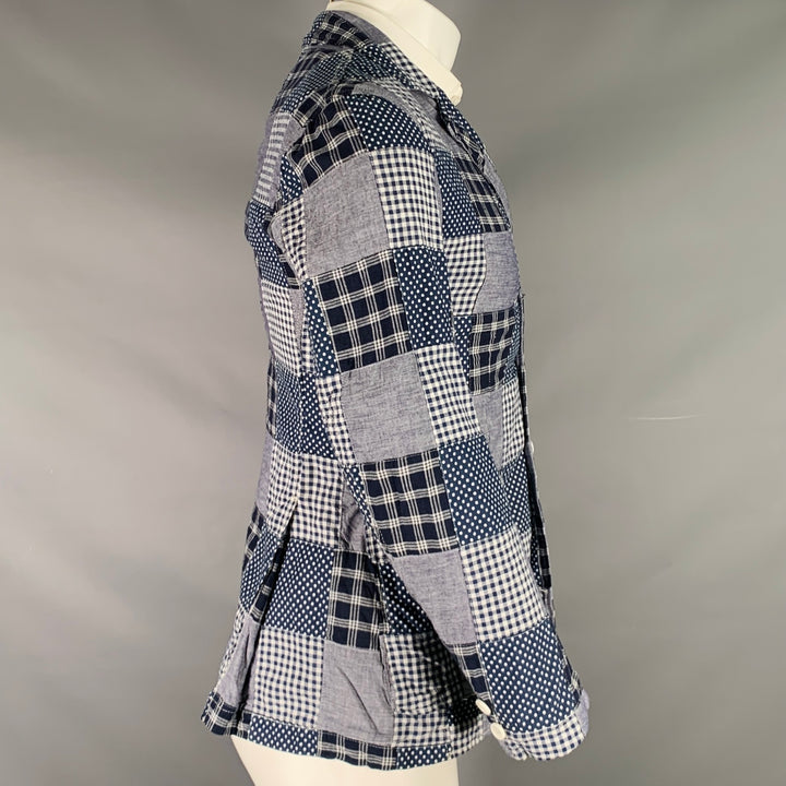 ENGINEERED GARMENTS Size XS Navy White Patchwork Cotton Sport Coat