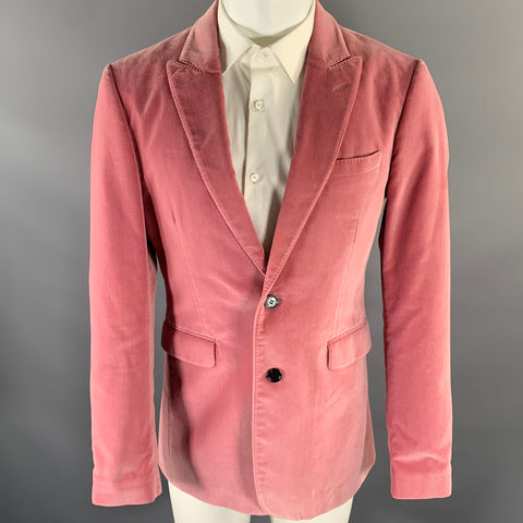 BURBERRY Size 40 Pink Velvet Cotton Peak Lapel Sport Coat