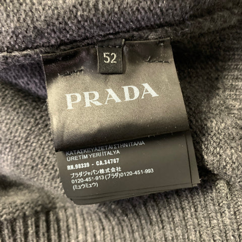 PRADA Size L Dark Grey Knitted Cashmere Crew Neck Sweater