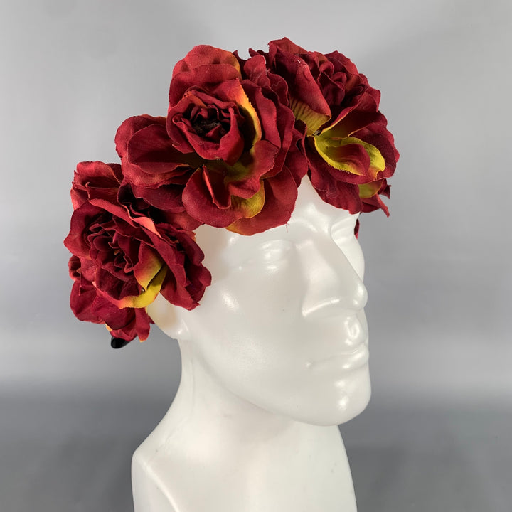 KRISTEN ERICKA Burgundy Black Floral Silk Hats
