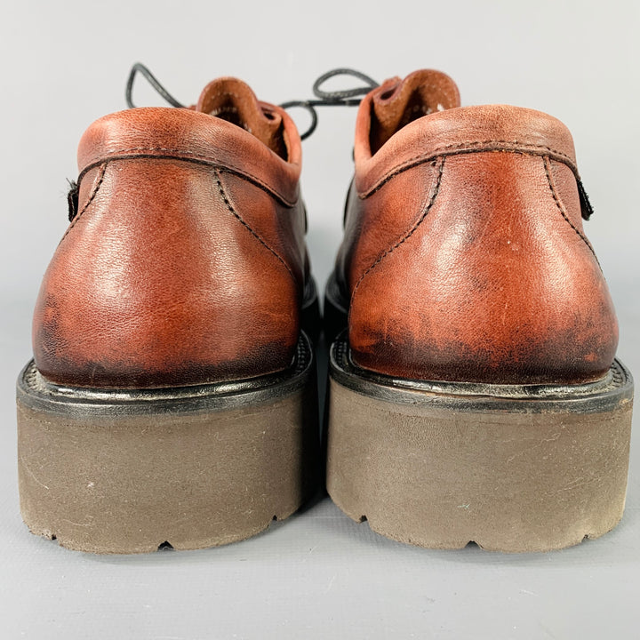 G.H. BASS&CO. Size 11 Brown Chunky Tread Sole Moccasin Lace-Up Shoes