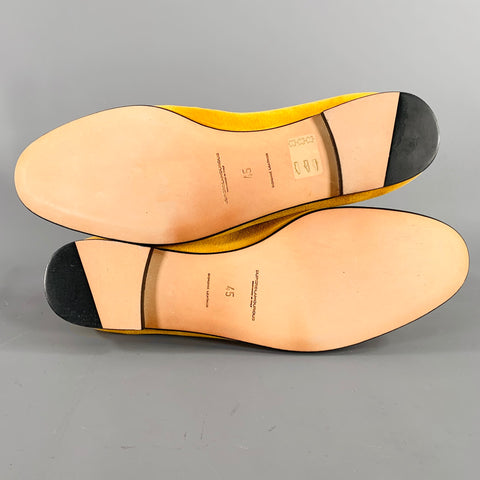SUPERGLAMOUROUS Size 12 -Louis- Mustard Yellow Velvet Slip On Loafers