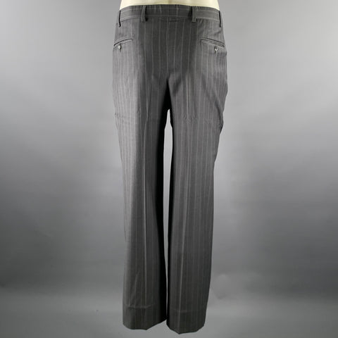 ISAIA Size 40 Grey Pinstripe Wool Notch Lapel  2 Piece Suit