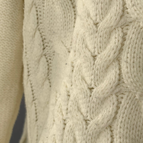 SCOTCH AND SODA Size XL Cream Cable Acrylic Crew Neck Sweater