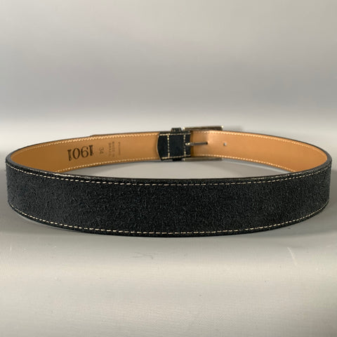 1901 Size 34 Black Brown Suede Leather Belt