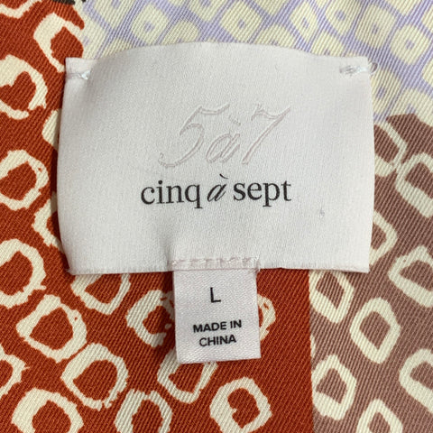 CINQ a' SEPT Size L Yvonne Multi Color Polyester Quilted Patchwork Bomber Jacket