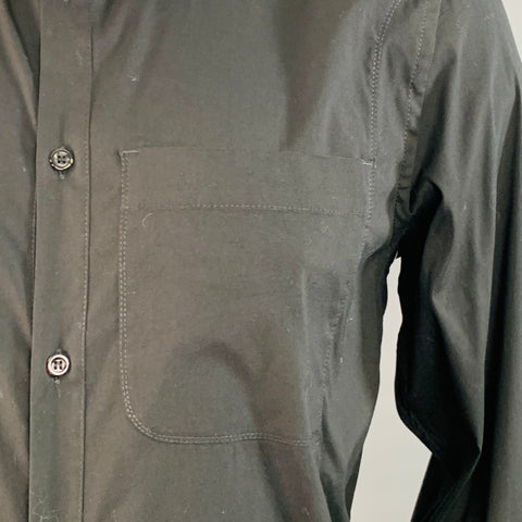 HIGH Size L Black Cotton Blend One Pocket Long Sleeve Shirt