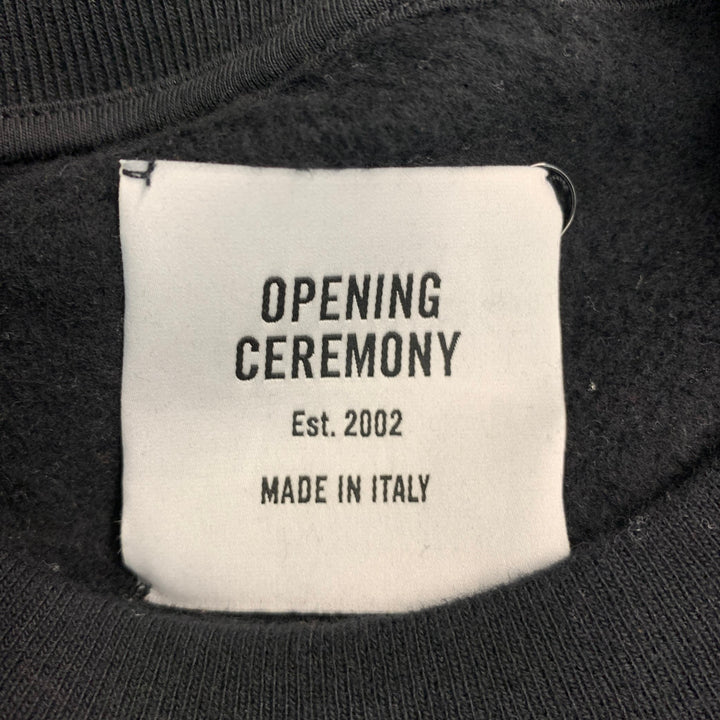 OPENING CEREMONY Size L Black Multi Color Logo Cotton Crew-Neck Sweatshirt