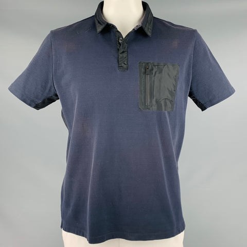 AZTECH MOUNTAIN Size XL Navy Black Cotton Blend Buttoned Polo