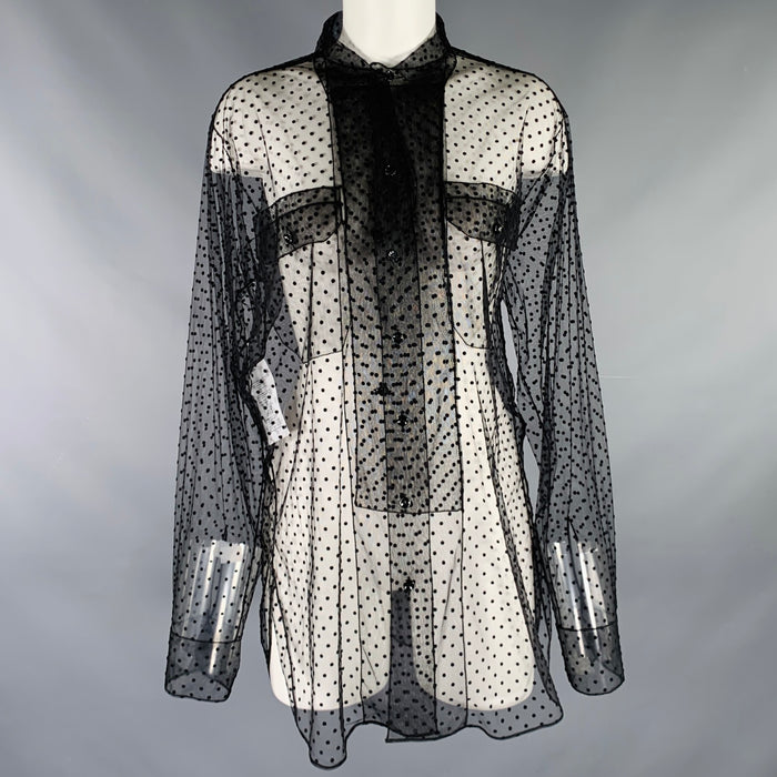 MAISON MARGIELA Size S Black Polyamide Blend Mesh Patch Pockets Shirt
