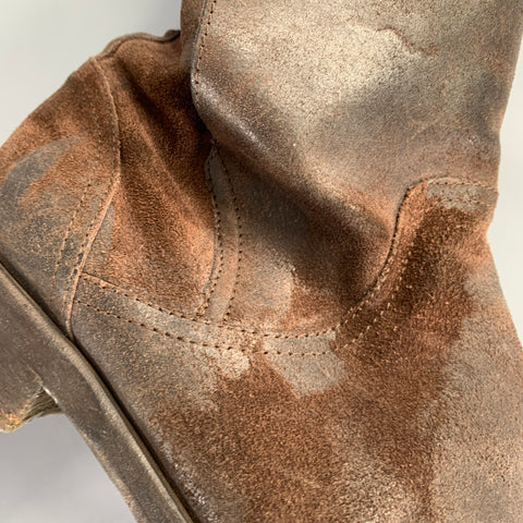 DOLCE & GABBANA Size 10.5 Brown Distressed Roughout Leather Boots
