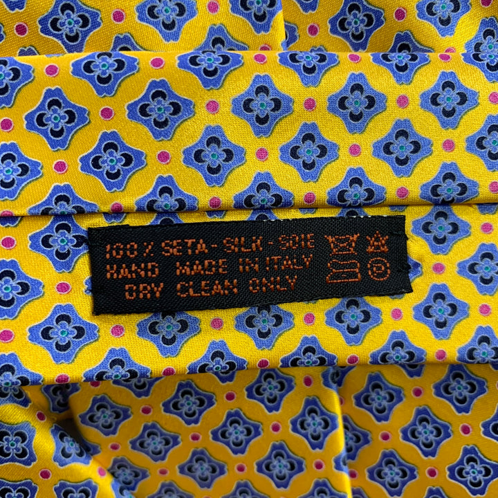DOLCEPUNTA Yellow Blue Floral Silk Tie
