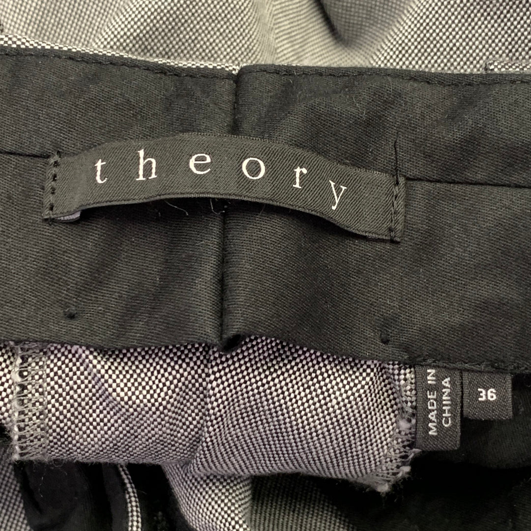 THEORY Size 36 Black White Nailhead Cotton Blend Casual Pants