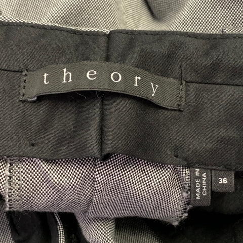 THEORY Size 36 Black White Nailhead Cotton Blend Casual Pants