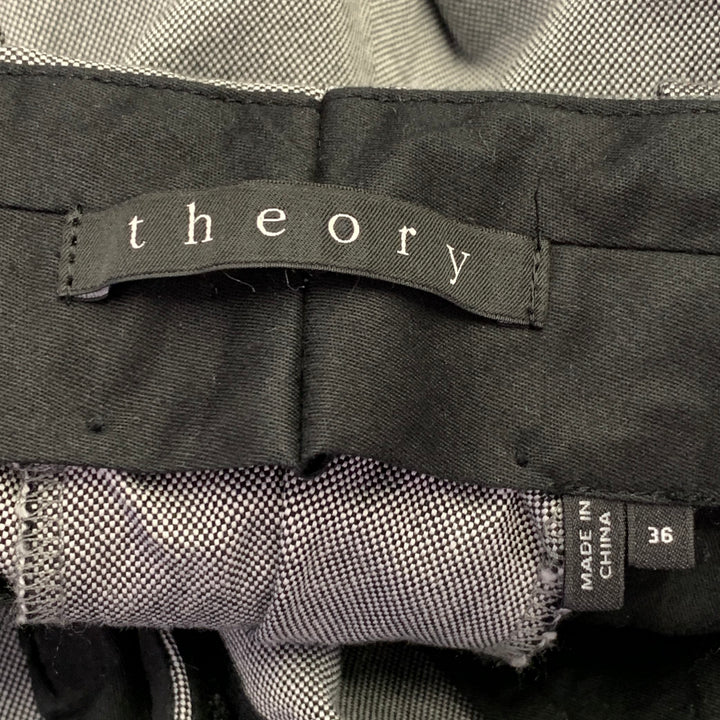 THEORY Size 36 Black White Nailhead Cotton Blend Casual Pants