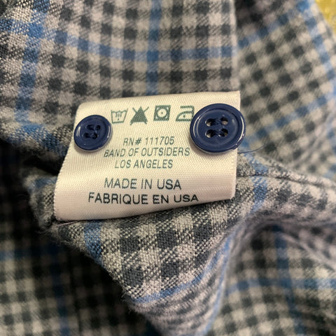 BAND OF OUTSIDERS Size M Grey Blue Plaid Cotton One Pocket Long Sleeve Shirt