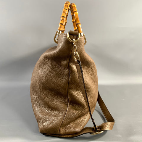 GUCCI Brown 323664 Pebble Grain Leather Shoulder Bag